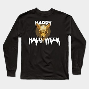 gold skull happy halloween artwork Long Sleeve T-Shirt